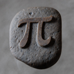 stone sandblasted with pi symbol